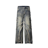 Y2K Fluid Patchwork Jeans-INNBLAC Fashion Apparel