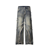 Y2K Fluid Patchwork Jeans-INNBLAC Fashion Apparel