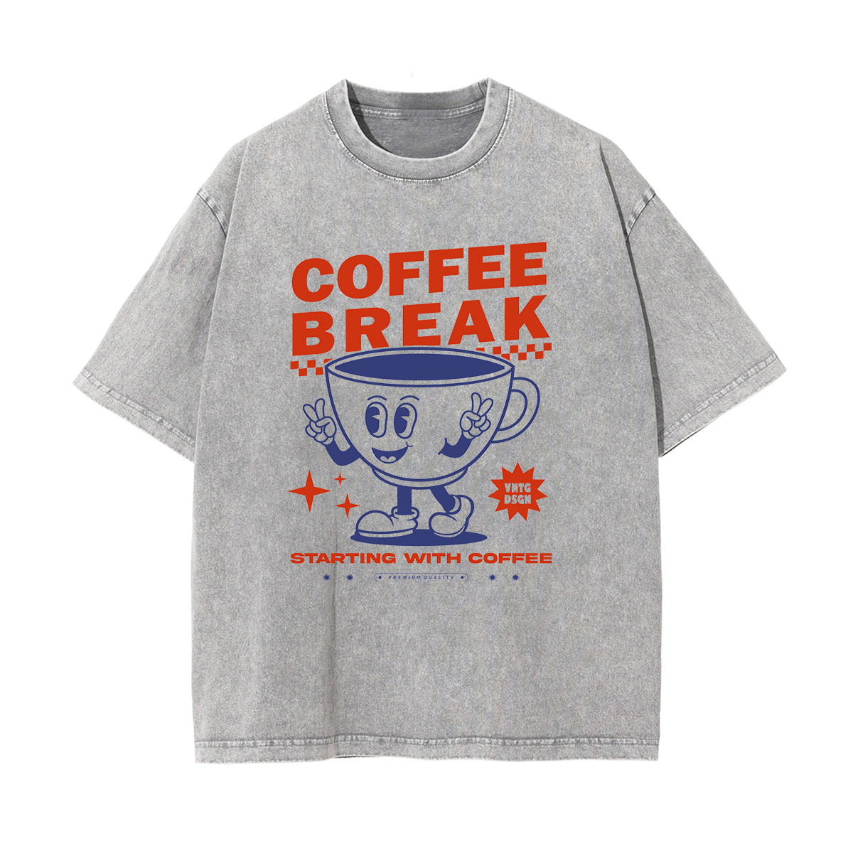 Coffee Cup Cartoon Character Graphic Tee-INNBLAC Fashion Apparel