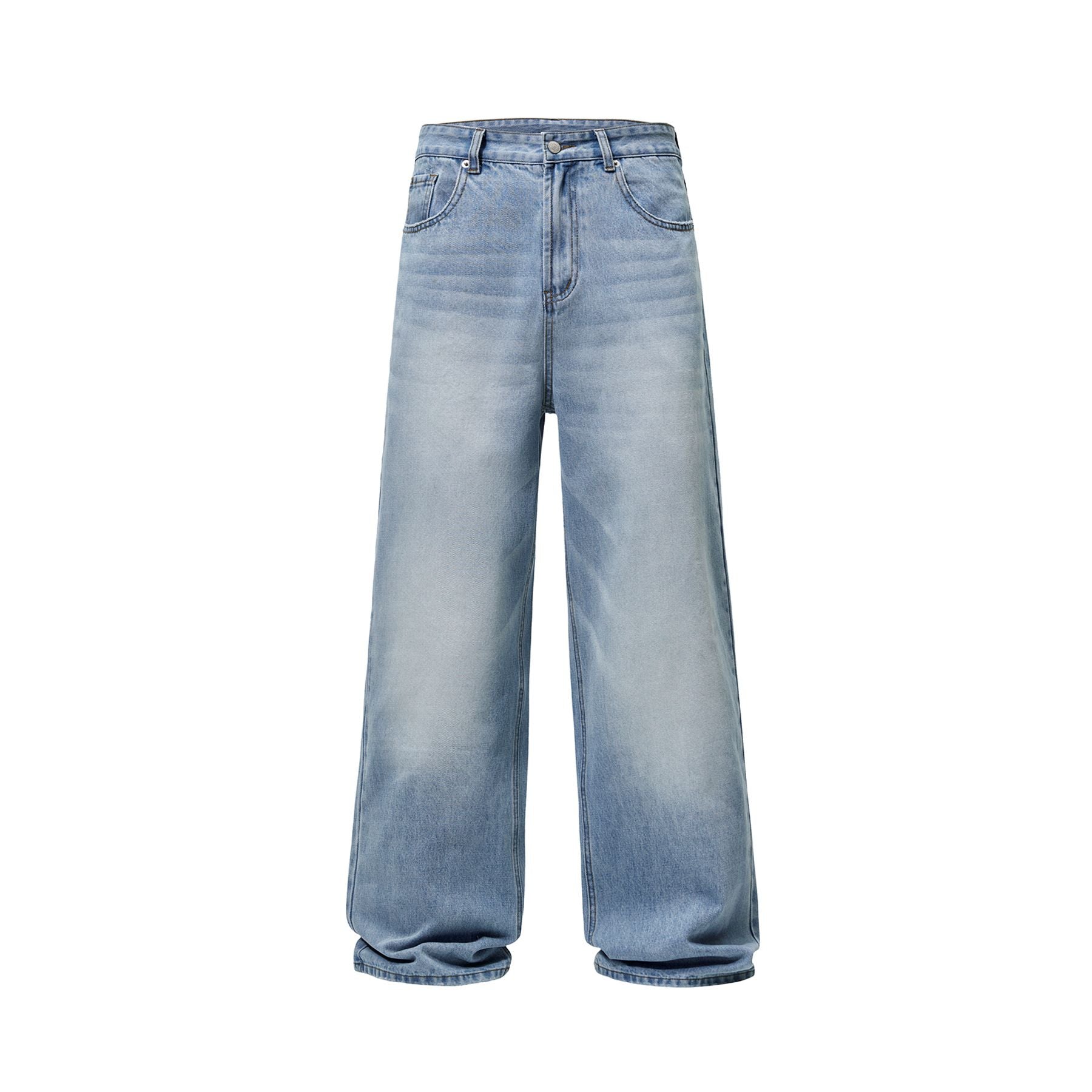 Vintage Wash Whiskers Baggy Jeans-INNBLAC Fashion Apparel