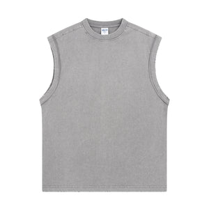 Back Seam Distressed Sleeveless T Shirt 8oz-INNBLAC Fashion Apparel