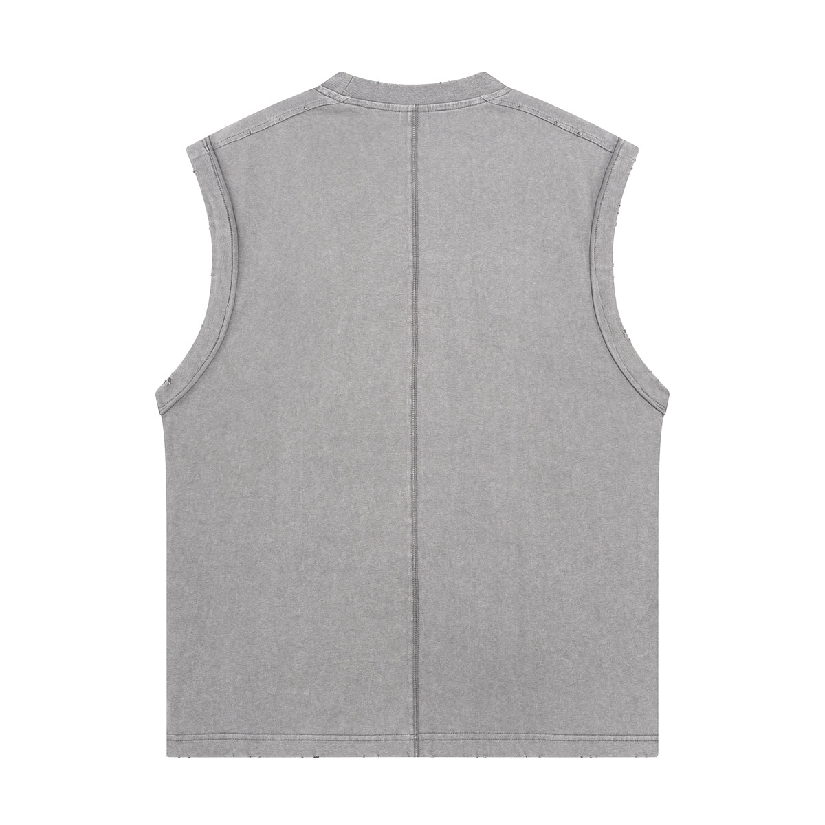 Back Seam Distressed Sleeveless T Shirt 8oz-INNBLAC Fashion Apparel