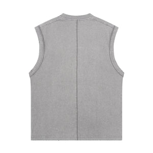 Back Seam Distressed Sleeveless T Shirt 8oz-INNBLAC Fashion Apparel