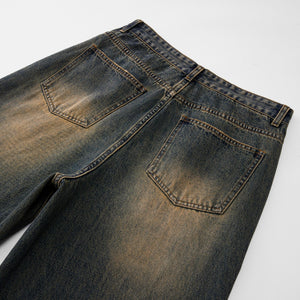 Vintage Wash Whiskers Baggy Jeans-INNBLAC Fashion Apparel