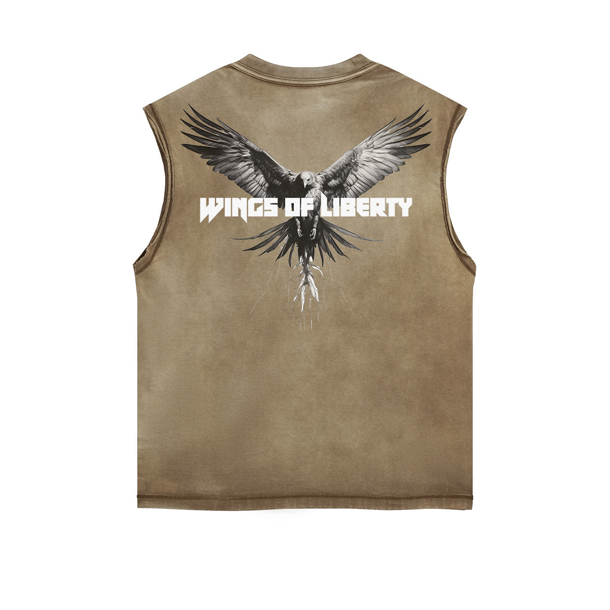 Wings of Liberty Eagle Sleeveless Faded Tee-INNBLAC Fashion Apparel