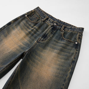 Vintage Wash Whiskers Baggy Jeans-INNBLAC Fashion Apparel