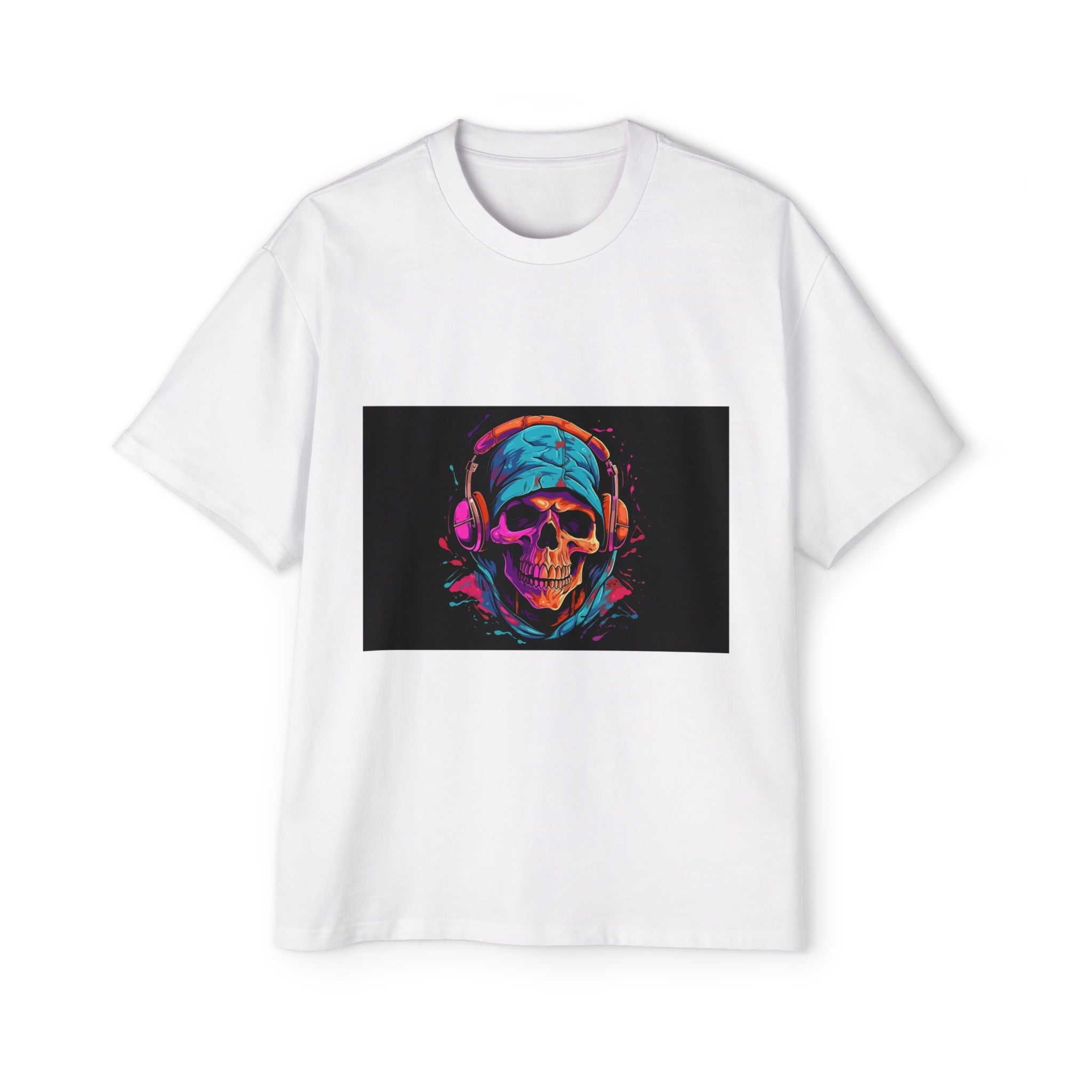 Hip Hop Skull With Headphones Graphic Tee-INNBLAC Fashion Apparel