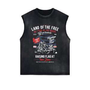 Land Of The Free Graphic Sleeveless Faded Tee-INNBLAC Fashion Apparel