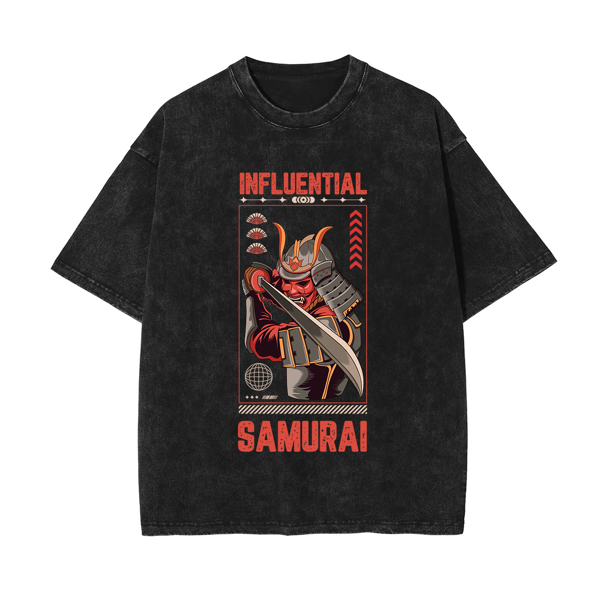 Influential Samurai Graphic Washed Tee-INNBLAC Fashion Apparel