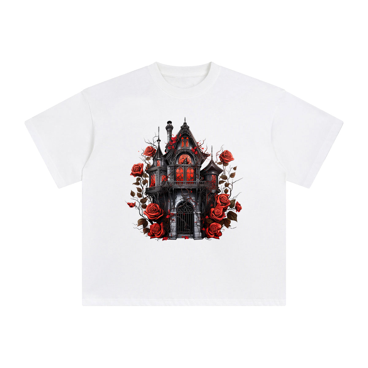 House With Rose Graphic Tee-INNBLAC Fashion Apparel