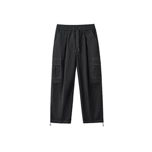 Solid Color Baggy Cargo Pants-INNBLAC Fashion Apparel