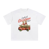 Christmas Rabbits Sitting On Truck Graphic Tee-INNBLAC Fashion Apparel