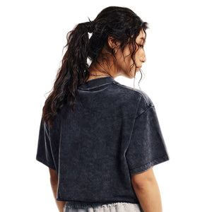 Frayed Edge Washed Baggy Crop Top-INNBLAC Fashion Apparel