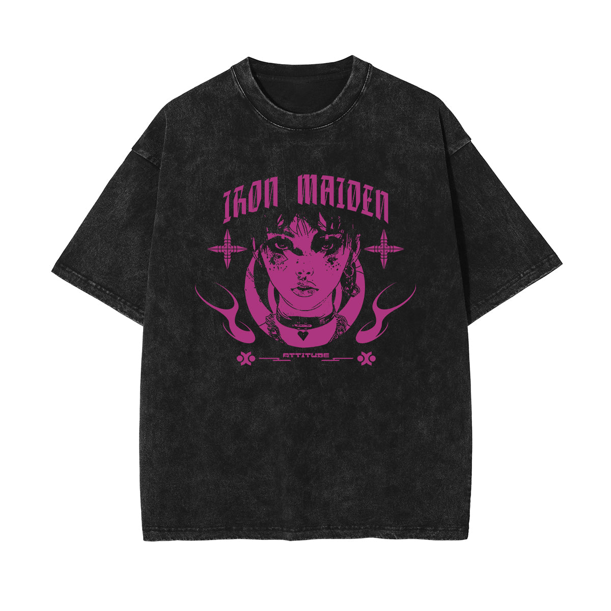 Iron Maiden Stone Wash Graphic Tee-INNBLAC Fashion Apparel