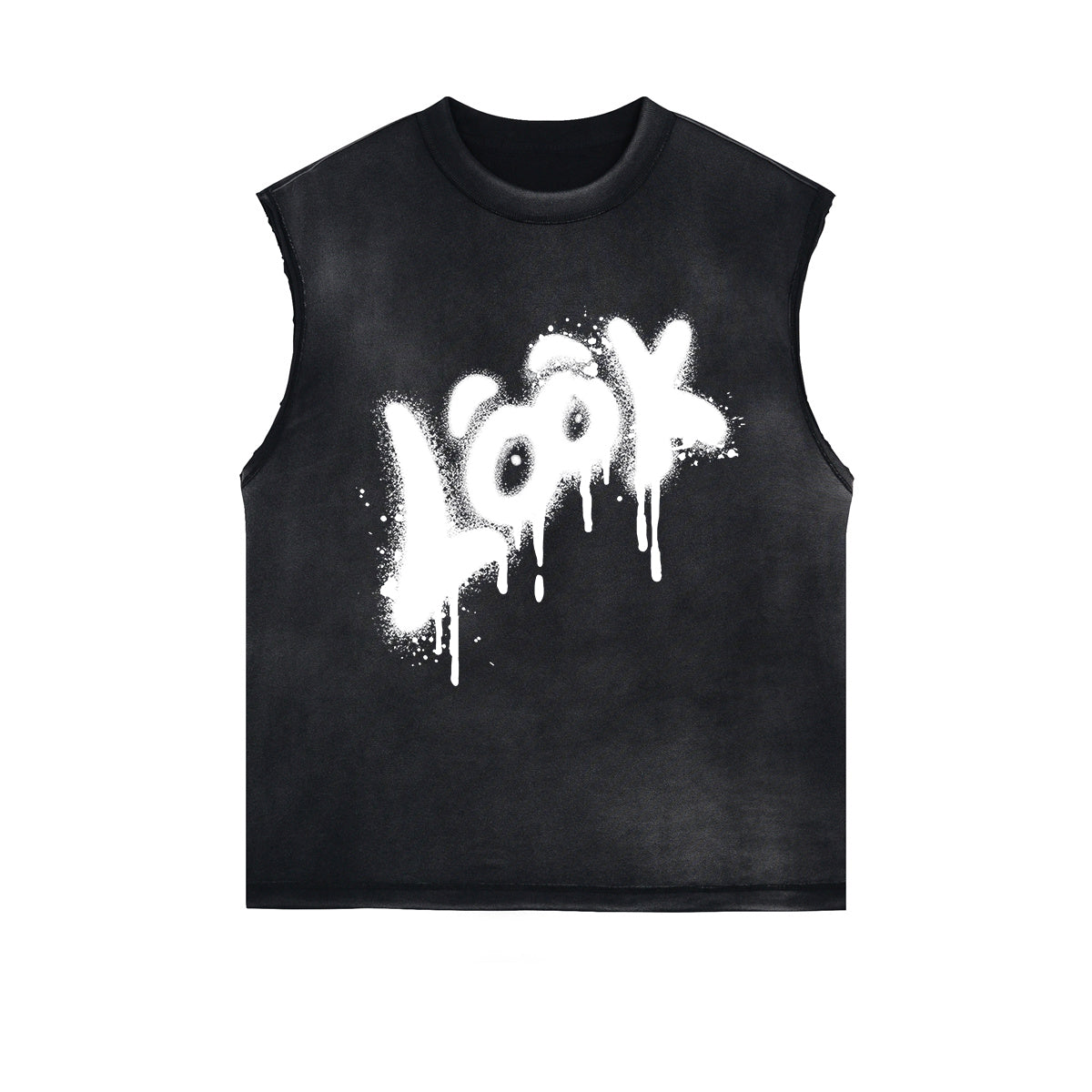 LOOK Funny Graphic Cutoff Faded Tee-INNBLAC Fashion Apparel