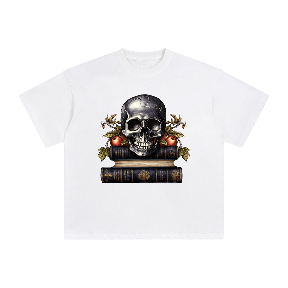 Halloween Book & Skull Graphic Tee-INNBLAC Fashion Apparel