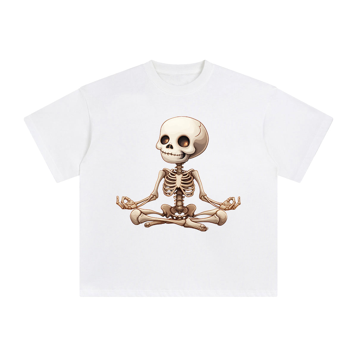 Cute Skeleton Meditating Graphic Tee-INNBLAC Fashion Apparel