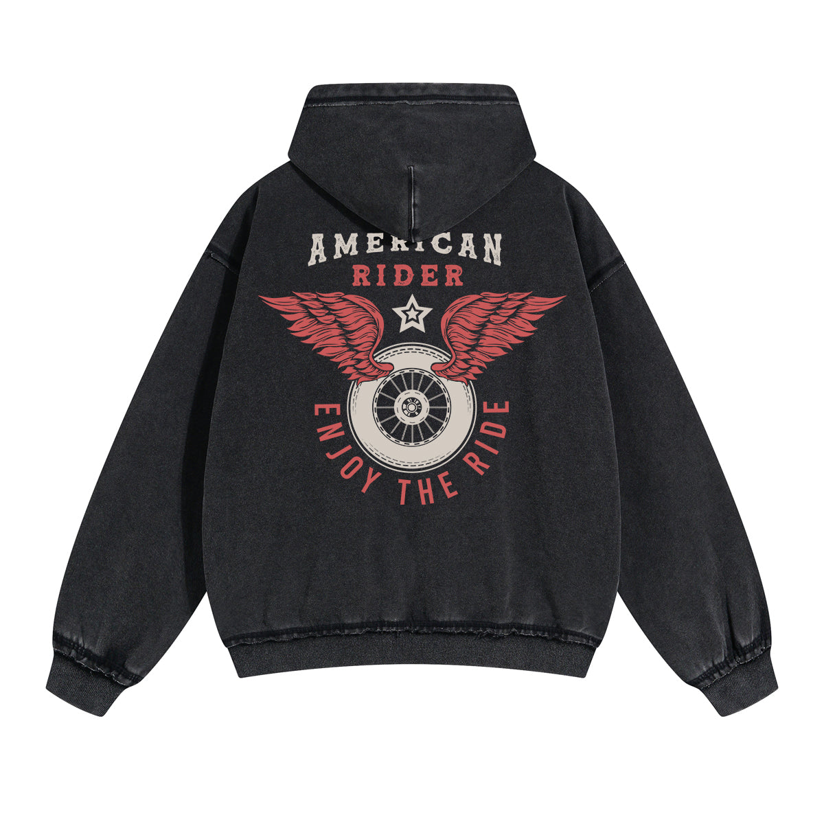 American Rider Graphic Double Slider Zip Hoodie-INNBLAC Fashion Apparel