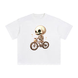 Cute Skeleton Cycling Graphic Tee-INNBLAC Fashion Apparel