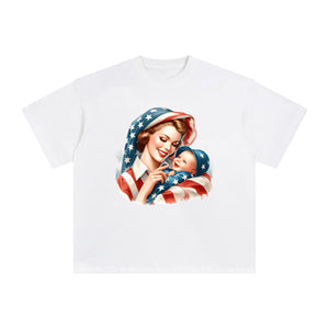 American Mom & Baby Boy Graphic Tee-INNBLAC Fashion Apparel