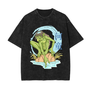 Chinese Characters Water Monster Graphic Tee-INNBLAC Fashion Apparel