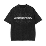 Addicition Stone Wash Graphic Tee-INNBLAC Fashion Apparel