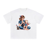 American Mom & Baby Boy Graphic Tee-INNBLAC Fashion Apparel