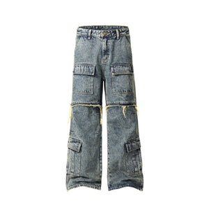 Multi-Pocket Patchwork Jeans-INNBLAC Fashion Apparel