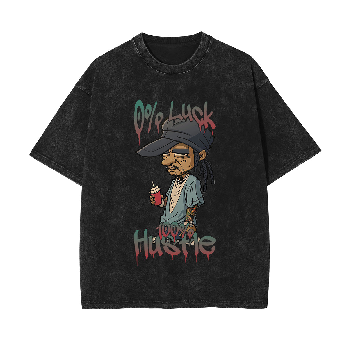 0% Luck 100% Hustle Graphic Tee-INNBLAC Fashion Apparel