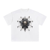 Gothic Spiderweb & Skull Spider Graphic Tee-INNBLAC Fashion Apparel