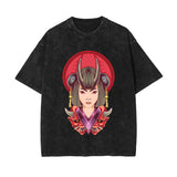 Japanese Geisha Stone Wash Graphic Tee-INNBLAC Fashion Apparel