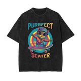 Cute Cat Stone Wash Graphic Tee-INNBLAC Fashion Apparel