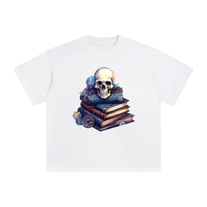 Skull & Books Graphic Tee-INNBLAC Fashion Apparel