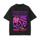 Dangerous Love Graffiti Cartoon Graphic Tee-INNBLAC Fashion Apparel