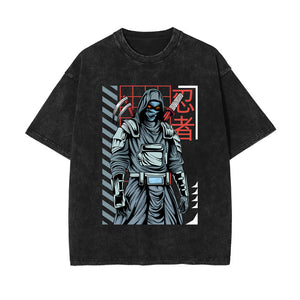 Urban Ninja Stone Wash Graphic Tee-INNBLAC Fashion Apparel