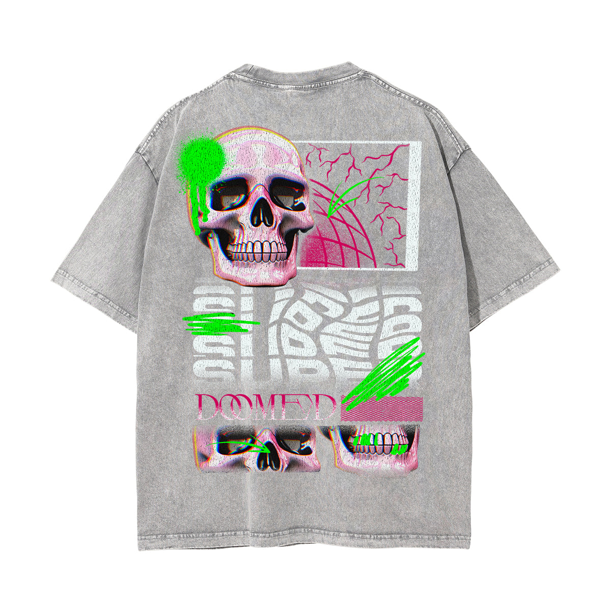 Super Skull Graphic Stone Wash Tee-INNBLAC Fashion Apparel