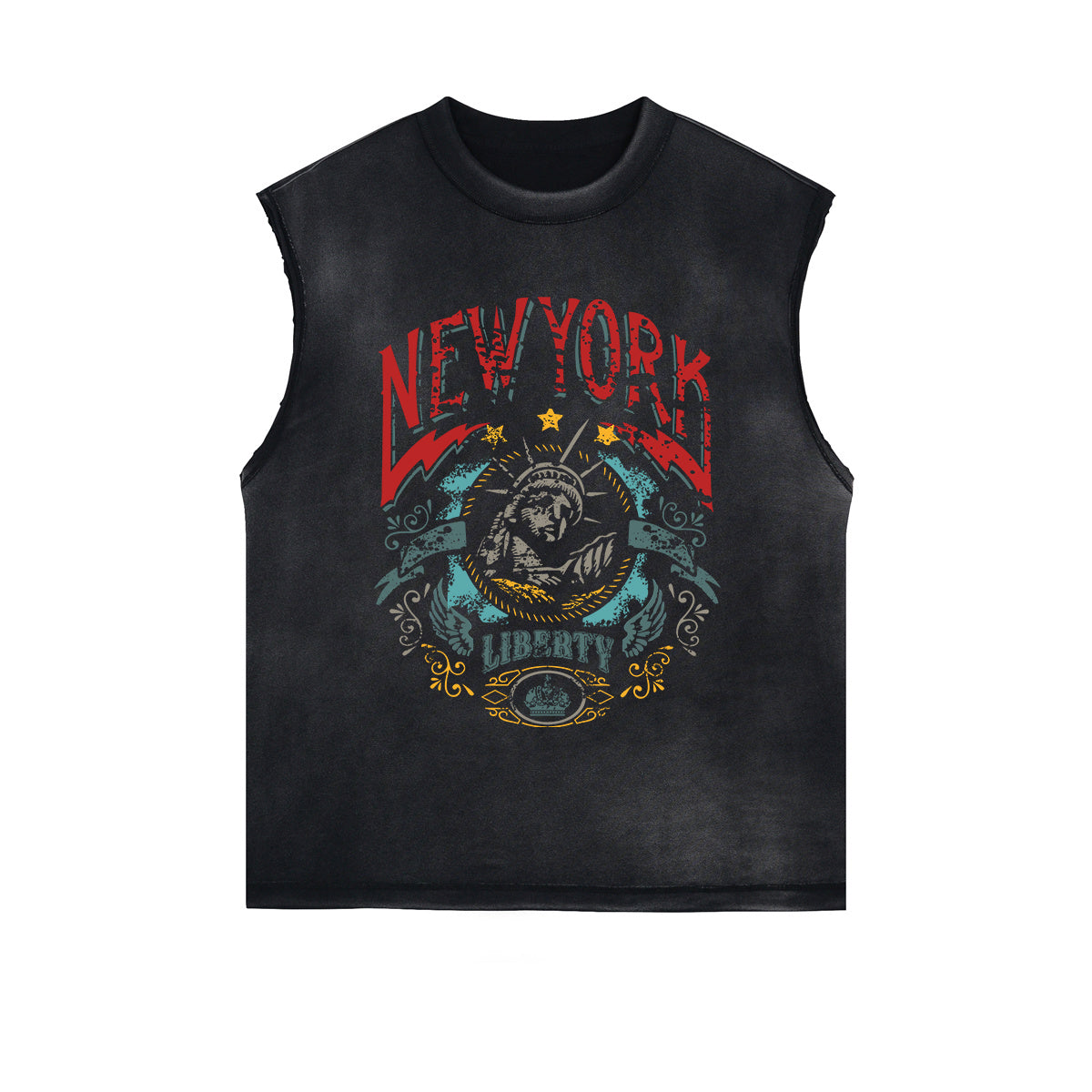 New York Lady Liberty Vintage Graphic Sleeveless Tee-INNBLAC Fashion Apparel