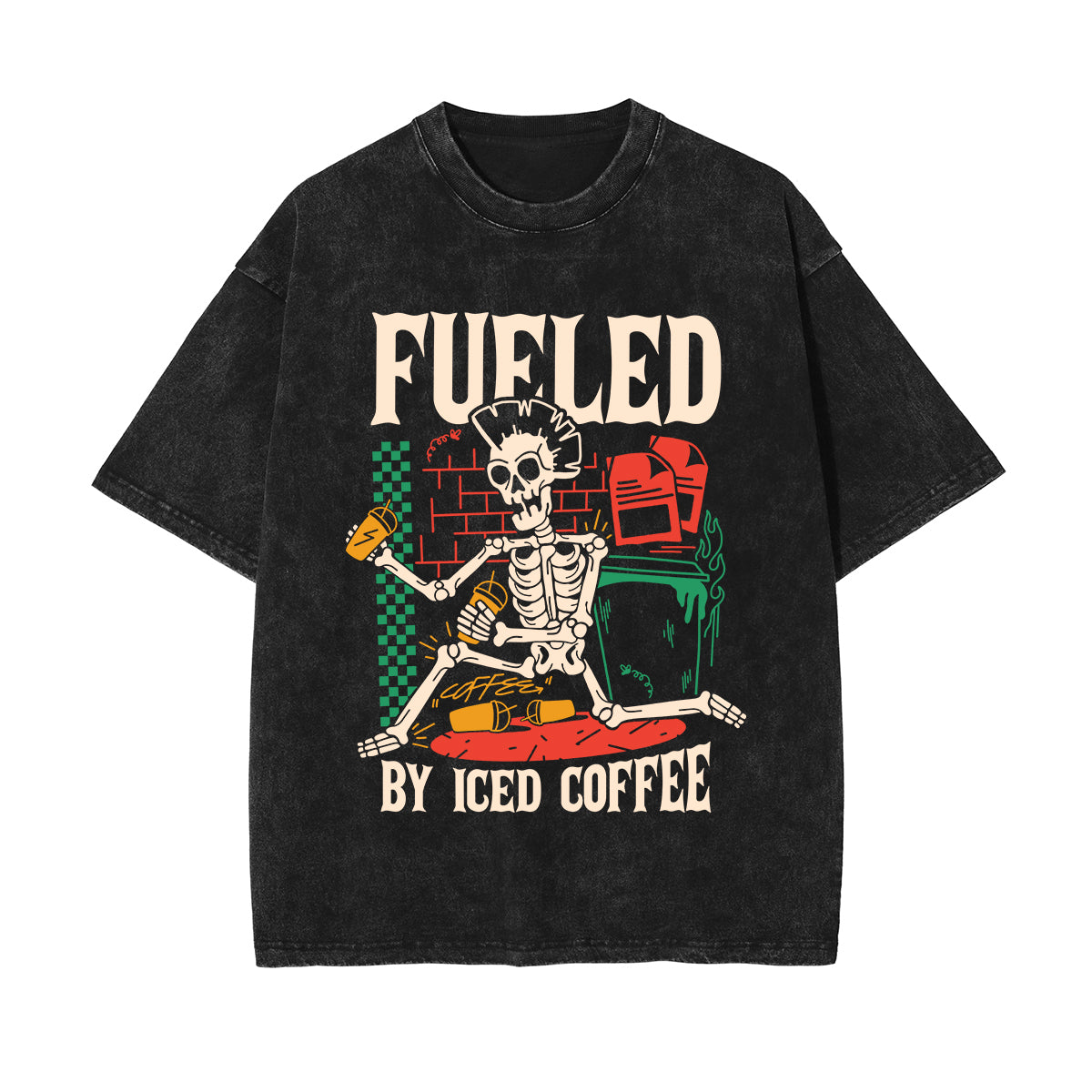 Fueled By Ice Coffee Graphic Tee-INNBLAC Fashion Apparel