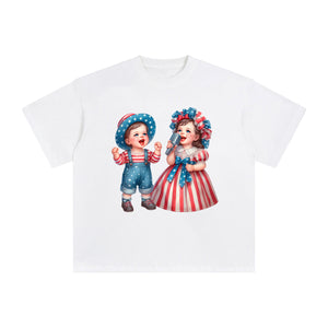 American Boy & Girl Graphic Tee-INNBLAC Fashion Apparel