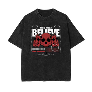 Believe Skull Urban Streetwear Graphic Tee-INNBLAC Fashion Apparel