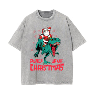 Peace Love Christmas Graphic Washed Tee-INNBLAC Fashion Apparel