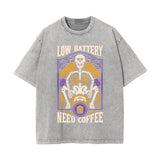 Low Battery Need Coffee Graphic Tee-INNBLAC Fashion Apparel