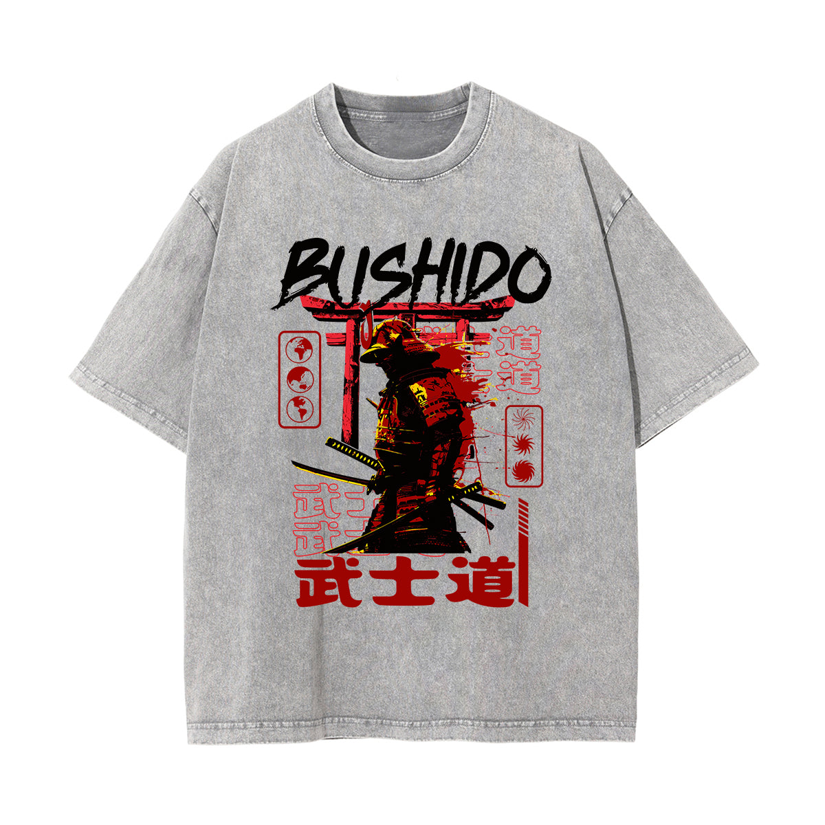 Bushido Japanese Stone Wash Graphic Tee-INNBLAC Fashion Apparel