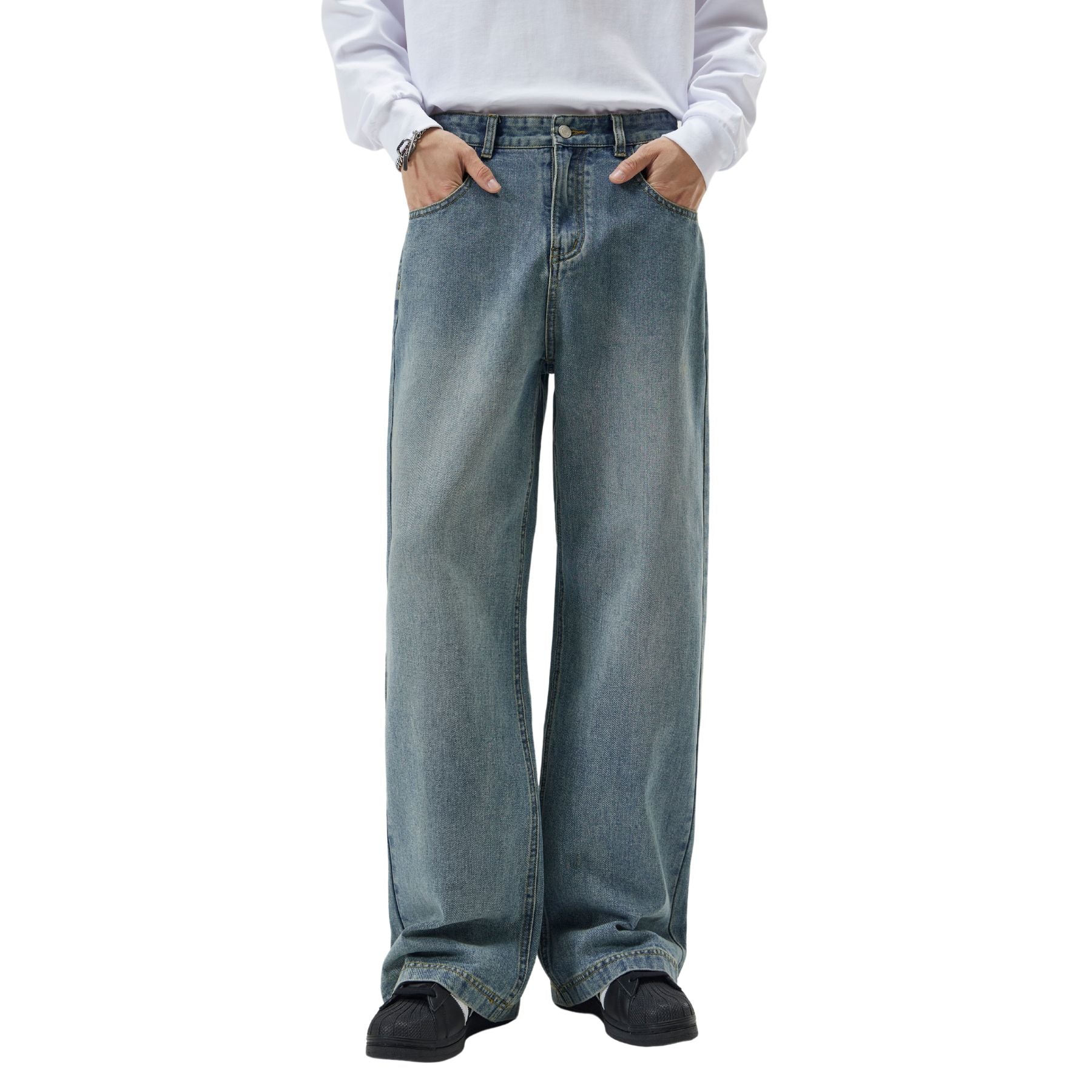 Men's Wide Leg Denim Trousers-INNBLAC Fashion Apparel