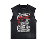 Firefighters Motorcycle Graphic Sleeveless Tee-INNBLAC Fashion Apparel