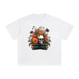 Halloween Book & Skull Graphic Tee-INNBLAC Fashion Apparel