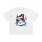 Mom And Baby Are Reading Graphic Tee-INNBLAC Fashion Apparel