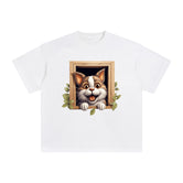 Cat Outside The Window Graphic Tee-INNBLAC Fashion Apparel