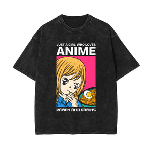 Just A Girl Who Loves Anime Graphic Tee-INNBLAC Fashion Apparel