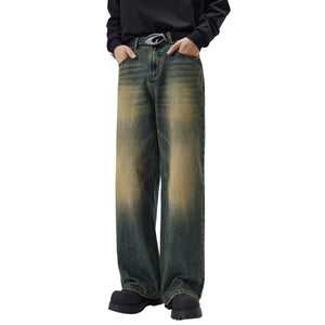 Vintage Wash Whiskers Baggy Jeans-INNBLAC Fashion Apparel